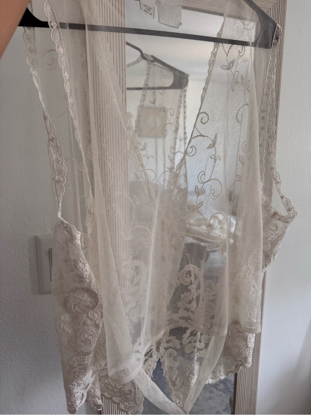 Jacque & Koko Sheer Ivory Lace Button Up Vest - Picture 6 of 6